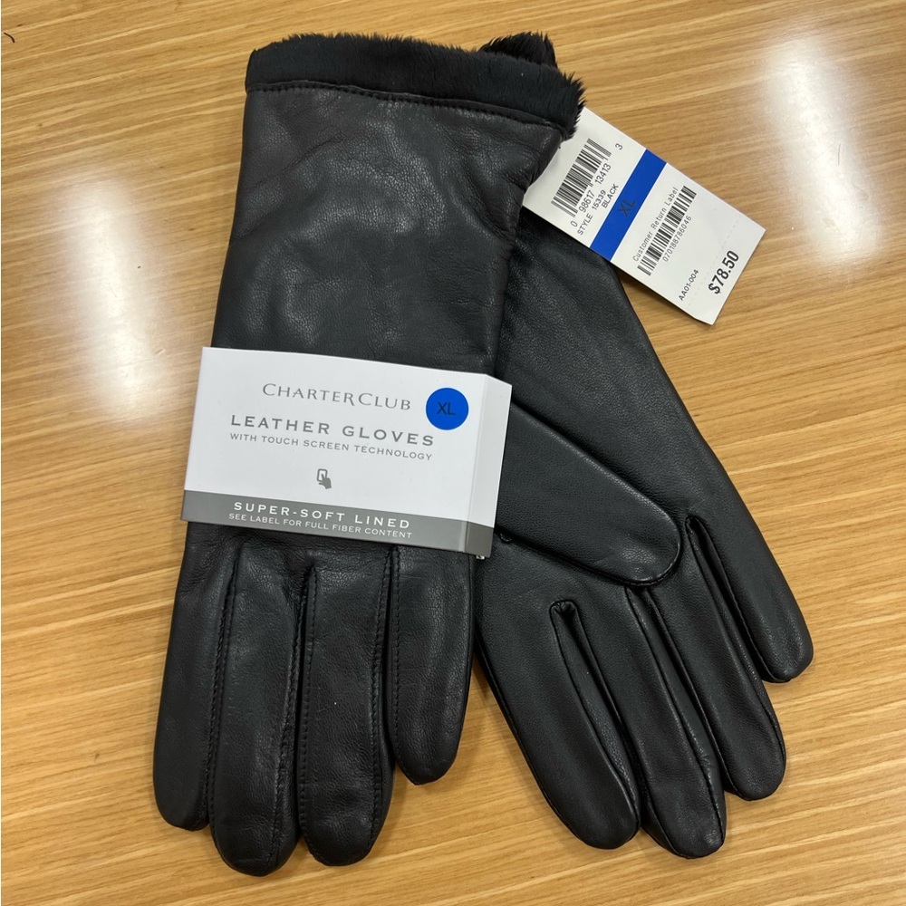 NWT Black Leather Gloves
